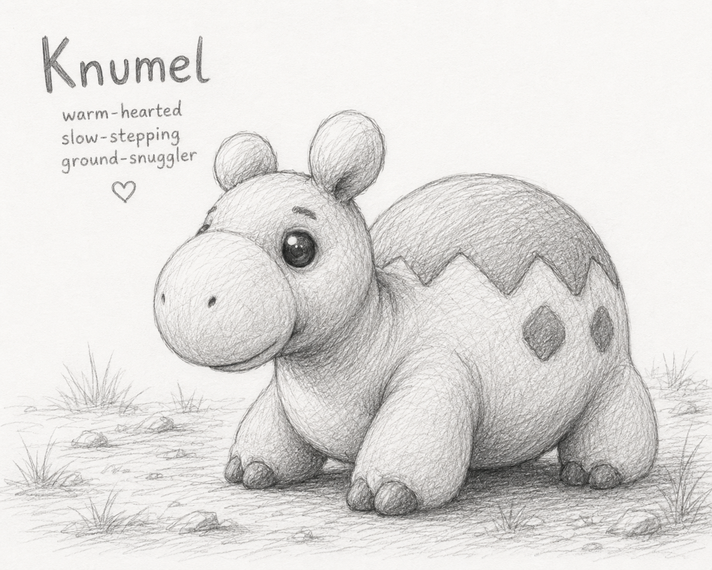 Knumel — warm-hearted, slow-stepping, ground-snuggler